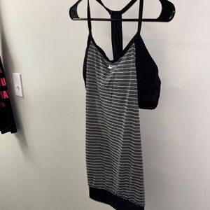 Nike Black and Gray Striped Tank Top